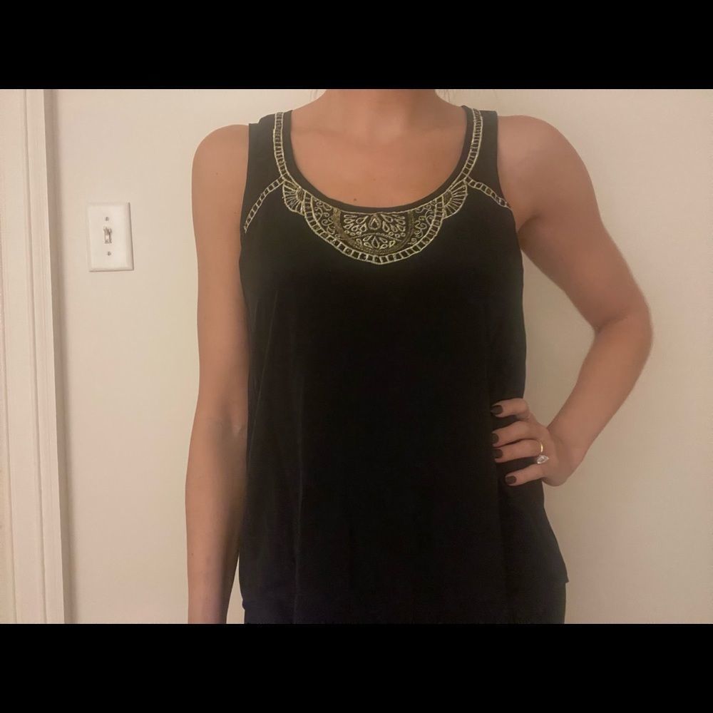 Ella Moss Black Tank w/ Gold Detail
